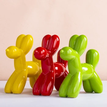 

New Creative Abstract Balloon Dog Statue Art Sculpture Animals Figurine Ceramic Craftwork Living Room Decorations Ornaments R389