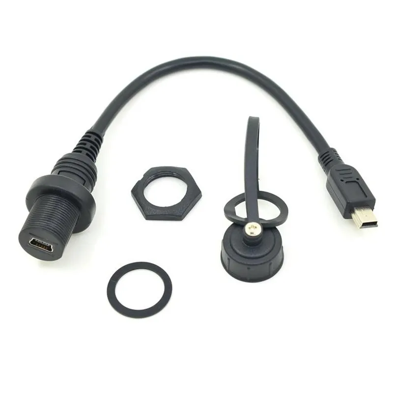 Mini USB 2.0 Panel Mount Connector IP67 Waterproof Cable 1m 3ft Mini-USB Male to Female Extension cord cables Water Proof | Компьютеры и