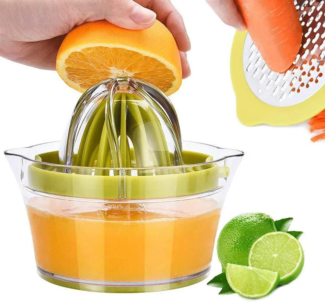 

Hand Press Citrus Lemon Orange Juicer Manual Hand Squeezer with Built-in Measuring Cup and Grater, 12OZ