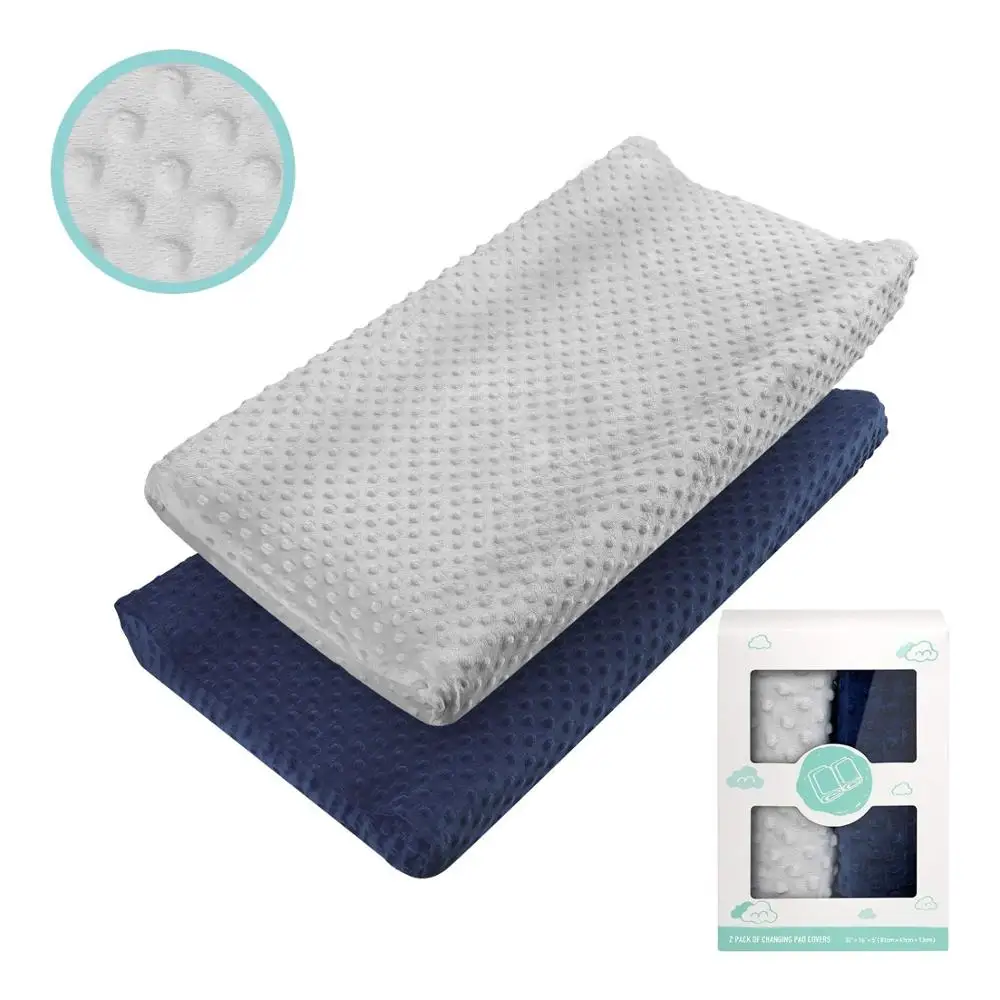 

2 Pack Changing Pad Cover Ultra Soft Minky Dots Plush Changing Table Covers Breathable Changing Table Sheets Wipeable