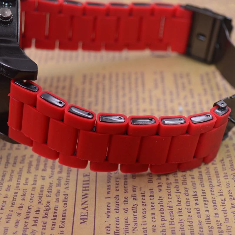 Мужские кварцевые часы движения красный силиконовый ремешок Автоматическая Дата Военные движения наручные часы для мужчин Dual Time Zone модный бренд