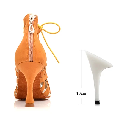 Brown 10cm Black Suede Latin Dance Shoes Ladies High Heel Brown High Banded Ballroom Dance Shoes Stage Performance Party Indoor Soft Bottom - Цвет: Brown 10cm