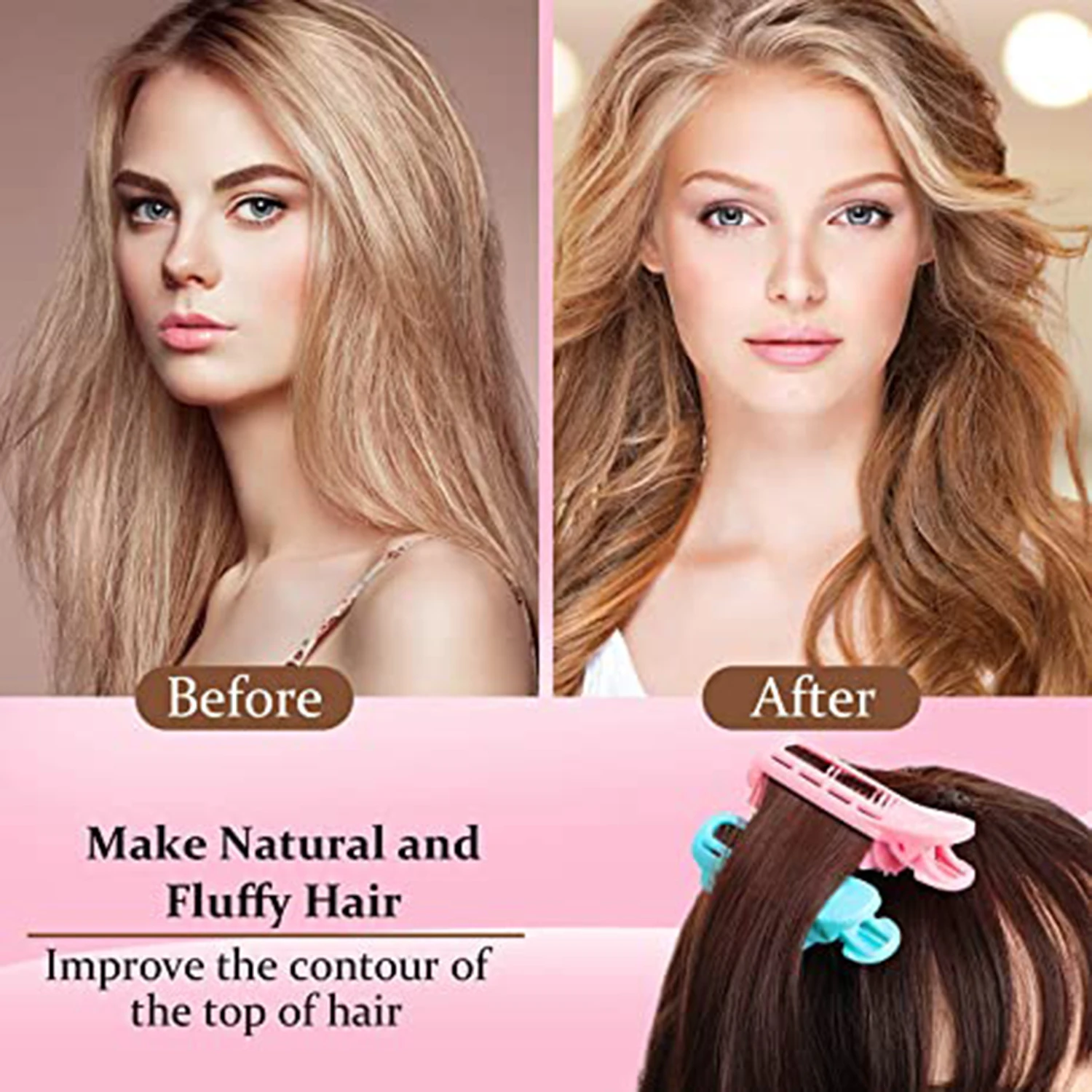 Ferramenta de Estilo Volumizing Raiz Cabelo Clipe Curler Rolos Naturalmente Fofo Faça Você Mesmo Doces Cor Leve Facilmente Carregando 12 Pçs 3 Grampos cabelo