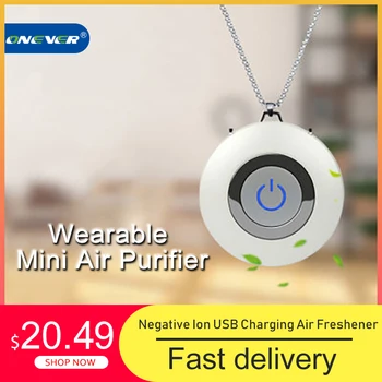 

Onever Portable Wearable Air Purifier Personal Mini Air Necklace Negative Ion USB Charging Air Freshener No Radiation Low Noise