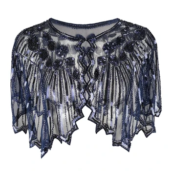 

Art Deco Flapper Wrap Cape Sequin Cover Up Dancing Fashion Scarf Tippet Party Cloak Evening Cape Women Shawl