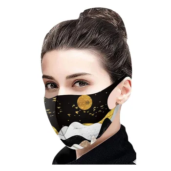 

1Pcs Adult Neutral Landscape Painting Ice Silk Face Mask Washable Breathable Without Filter Ordinary Face Mask mondkapje wasbaar