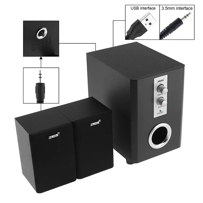 SADA D-203 3D стерео компьютерные колонки USB проводной мини комбинированный сабвуфер Портативный динамик s PC Динамик для телефона тв