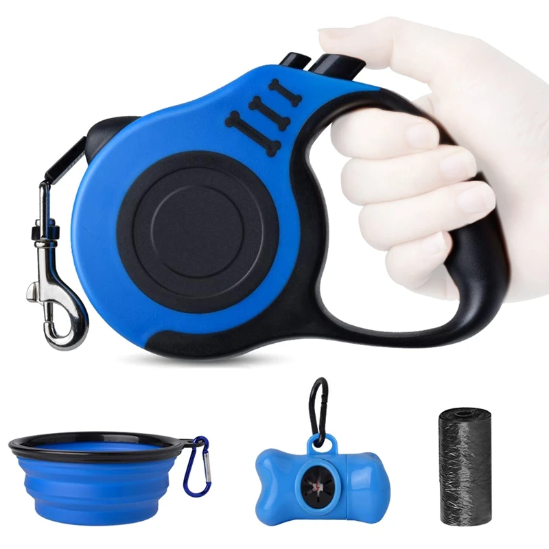 16 Ft Durable Retractable Dog Leash for Small Medium Large 360 Degree Tangle-Free, Anti-Slip Handle, One Button Break& Lock. Bo