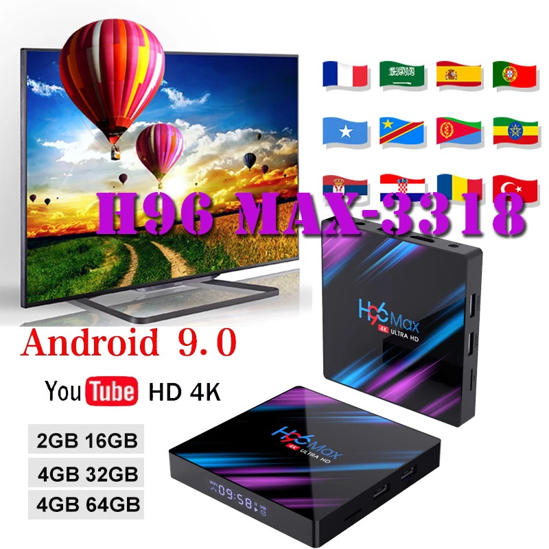 

Stable Media-Player Tv-Box Android-Box H96 MAX RK3318 4GB Ram 32 GB/64 GB Rom 4K USB3.0 H.265 support netflix youtube tv boxing