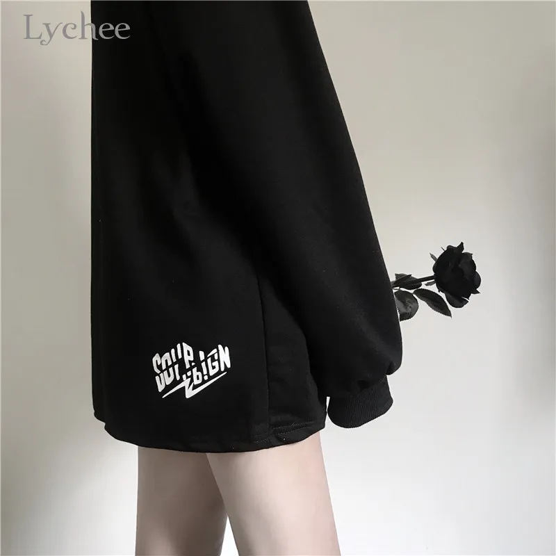 Lychee Harajuku Devil Puppet Star Женская флисовая Толстовка свободного кроя с круглым вырезом Женские флисовые Топы пуловеры повседневные осенние дамские свитшоты