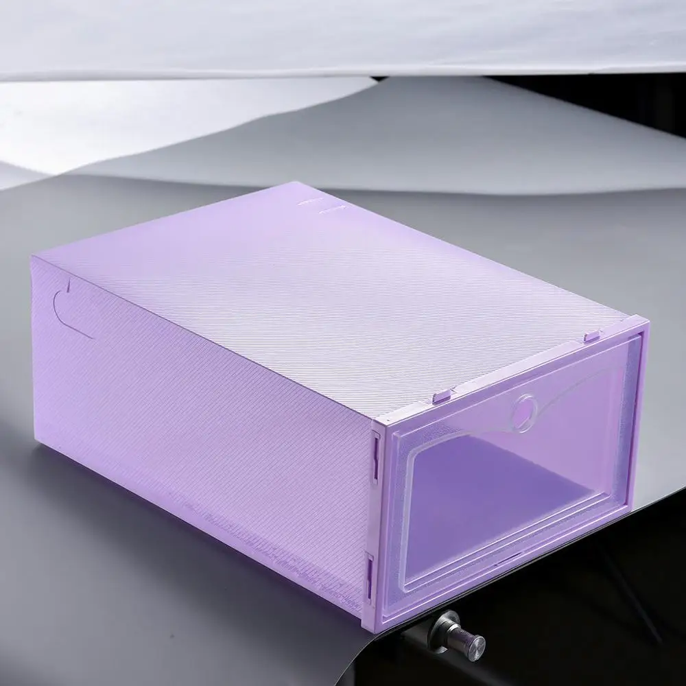Foldable Clear shoe rack shoe organizer Storage Box Подставка для обуви boite rangement chaussure אחסון#EO24 - Цвет: Purple S