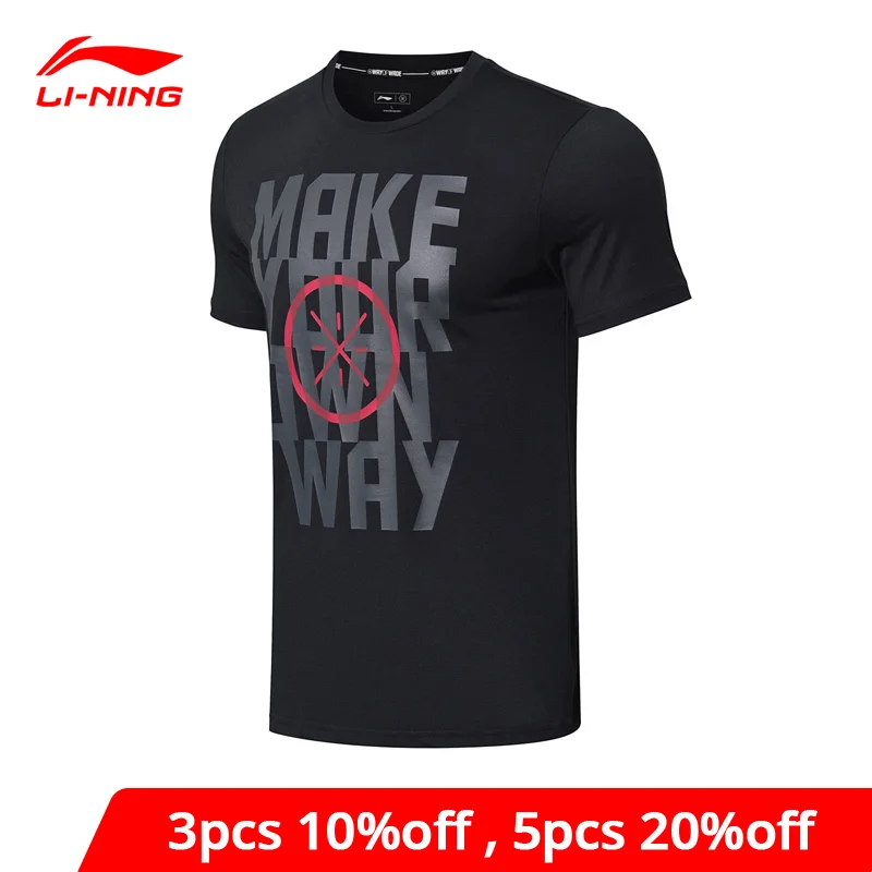 Li-Ning мужские дышащие спортивные футболки серии Уэйд 73% хлопок 27% полиэстер