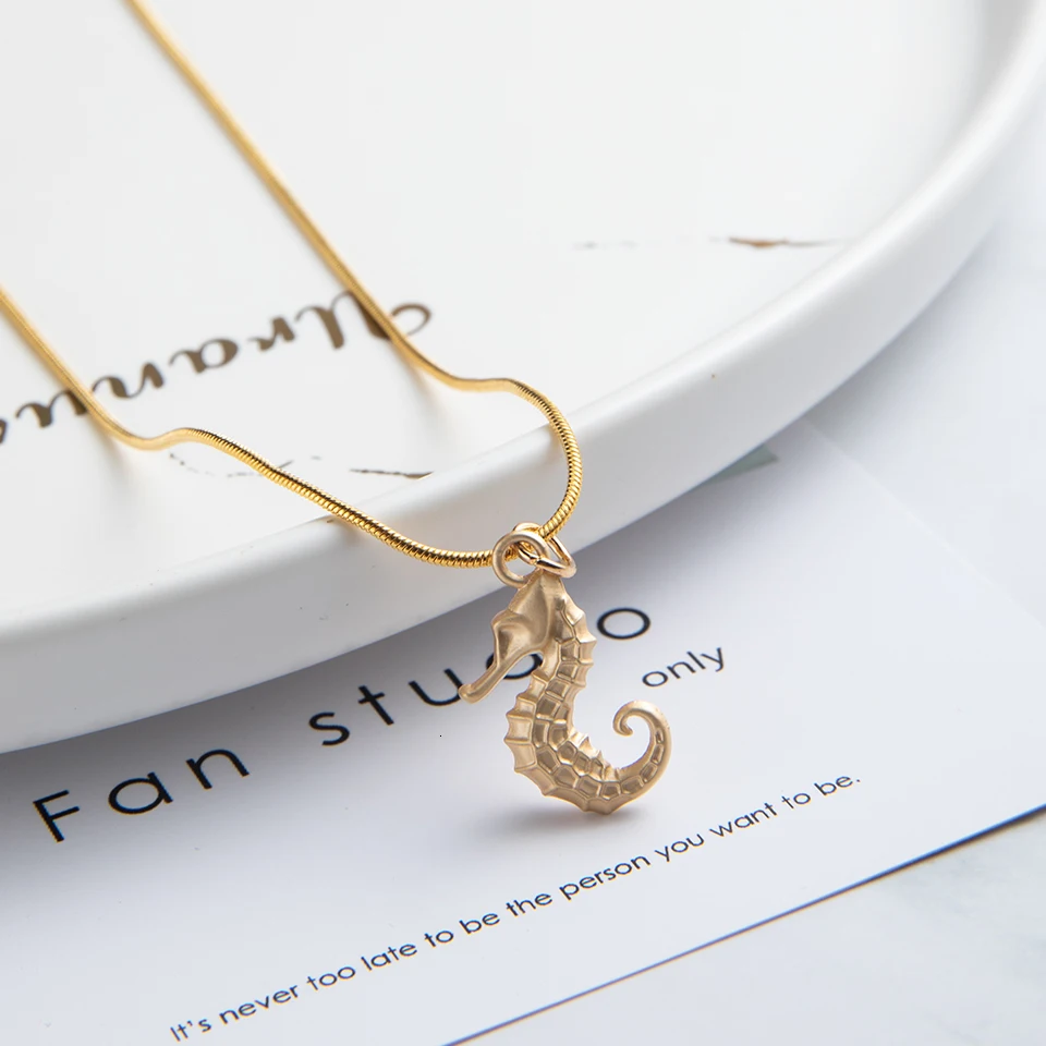 Women Necklace Cartoon Fruit Flowers Cat Sea Star Choker Necklaces&Pendants For Girls Children Gold Chain Fashion Jewelry Gifts (14)