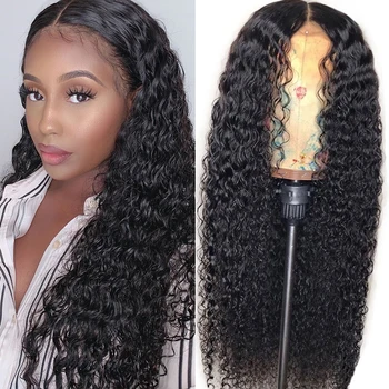 

Mongolian Curly Human Hair Wigs Lace Frontal Human Hair Wig 180% Density Glueless Lace Wig For Black Women Pre Plucked