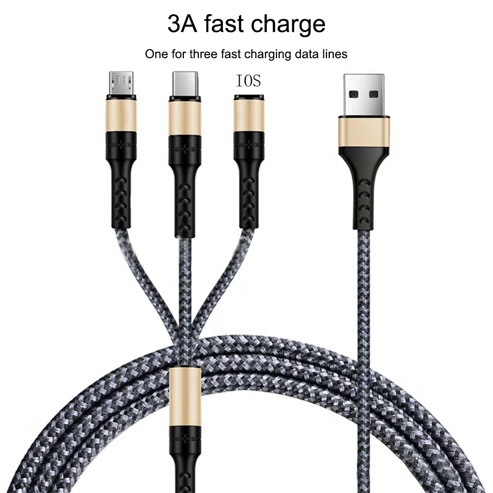 5A 3 в 1 USB кабель для быстрой зарядки для Android type C Apple для samsung Galaxy S9 Plus зарядный кабельный провод для Xiaomi mi9 huawei - Цвет: 3A gold 3 in 1