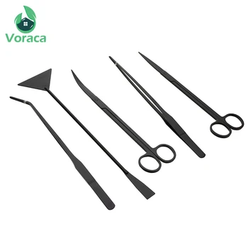 

5Pcs Black Metal Tweezers Scissors Spatula Nipper Fish Tank Aquarium Cleaning Trimming Tools Kit Set Water Plant Bag Supplies