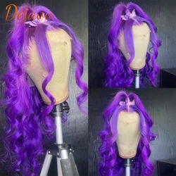 Purple Lace Front Human Hair Wigs Straight 13X4 Frontal Lace Wig PrePlucked with Baby Hair Wig for Women Human Transparent  Lace