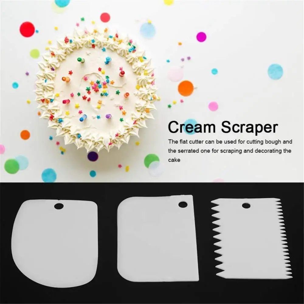 

3PCS/Set Hot High Quality White Multifunctional Irregular Teeth Edge DIY Cream Scraper Set Cake Mold Tools