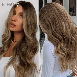 Новый волнистый коричневый Светлый парик Element для женщин, высококачественный длинный синтетический женский парик с длинными волосами, высокая температура