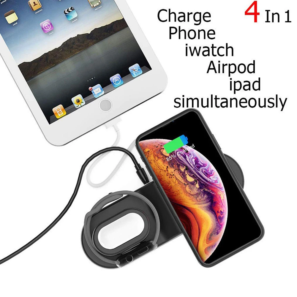 Для Apple Watch Series 2 3 4 AirPods Зарядка QI Беспроводное зарядное устройство подставка для