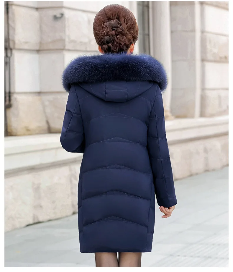 White Duck down Thick down Jacket Mom Winter New Style Large Size Slim Fit Middle-aged down Jacket Women's Mid-length