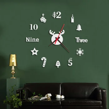 

New acrylic 3D wall clock DIY living room bedroom wall background decoration Christmas original wall sticker clock