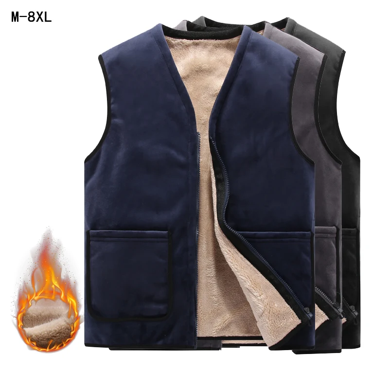 Vest Sleeveless Jacket Mens Autumn Spring Men Comforable Soft Warm Waistcoat Fleece Fishing Jackets Male Plus Size 8XL | Мужская одежда