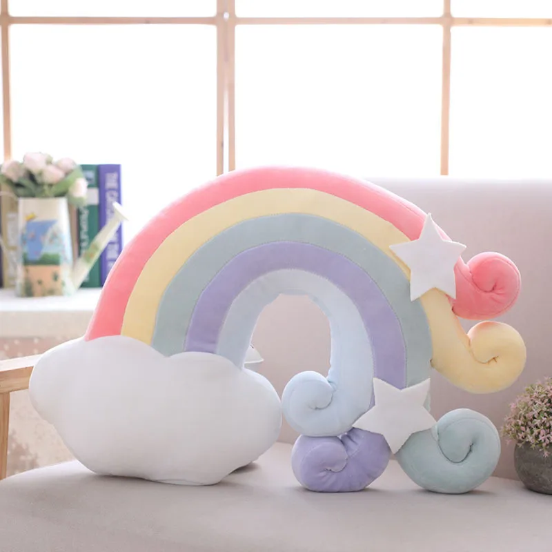 New Arrival Stuffed Toys Star Moon Cushion Home Sofa Decoration Nordic Style Rainbow Cuddle Plush Pillows Toy Girls Gifts