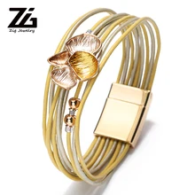 ZG кожаные браслеты для женщин, очаровательный богемный кожаный браслет, женские широкие браслеты и браслеты, Женские Ювелирные изделия