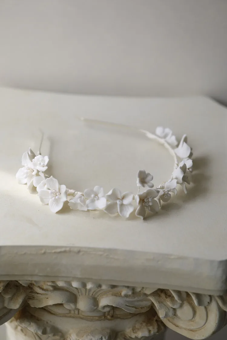 Bridal Hair Jewelry Porcelain Flower Headbands Headpieces Gold Silver Vintage Tiaras and Crowns Brides Women Wedding Accessories