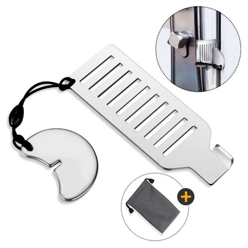 Stainless Steel Punch-Free Door Locks Anti-theft Door Stop Portable Stopper Door Lock for Travel Hotel Motel Dormitory