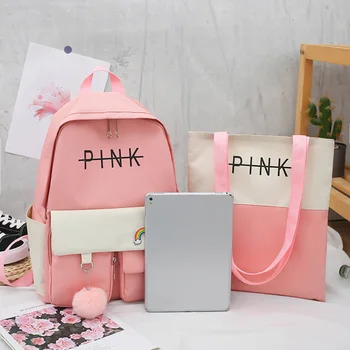 

3Pcs/set Canvas School Bags For Teenager Girls Cute Students Bag Women Travel Bag Laptop Backpacks Female Book Shoulder Bags