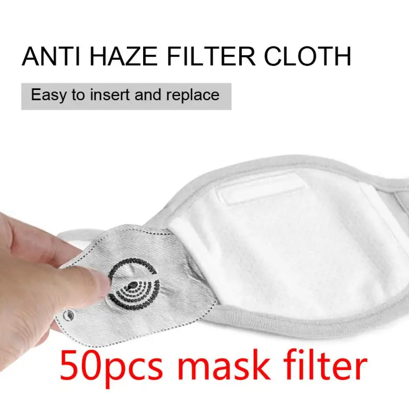 

50pcs PM2.5 Activated Carbon Filter replaceable Anti Haze Dust Mask Filter Paper Insert Protective cloth for Masks Makeup Tools