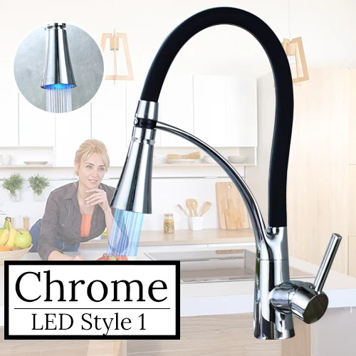 Распродажа, кран для кухонной раковины, смеситель для горячей и холодной воды,, хромированный матовый цвет - Цвет: Chrome LED A