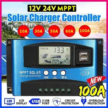 

Mppt Controller 5V/2A LCD Display Dual Usb 12/24v Solar Panel Solar Charge Controller MPPT Solar Controller Boat Home