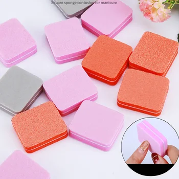 

50pcs/lot Manicure Tool Double Sided Soft Sanding Sponge Square Nail File Blocks Gel Remove Polishing Wear Resistant Mini Salon