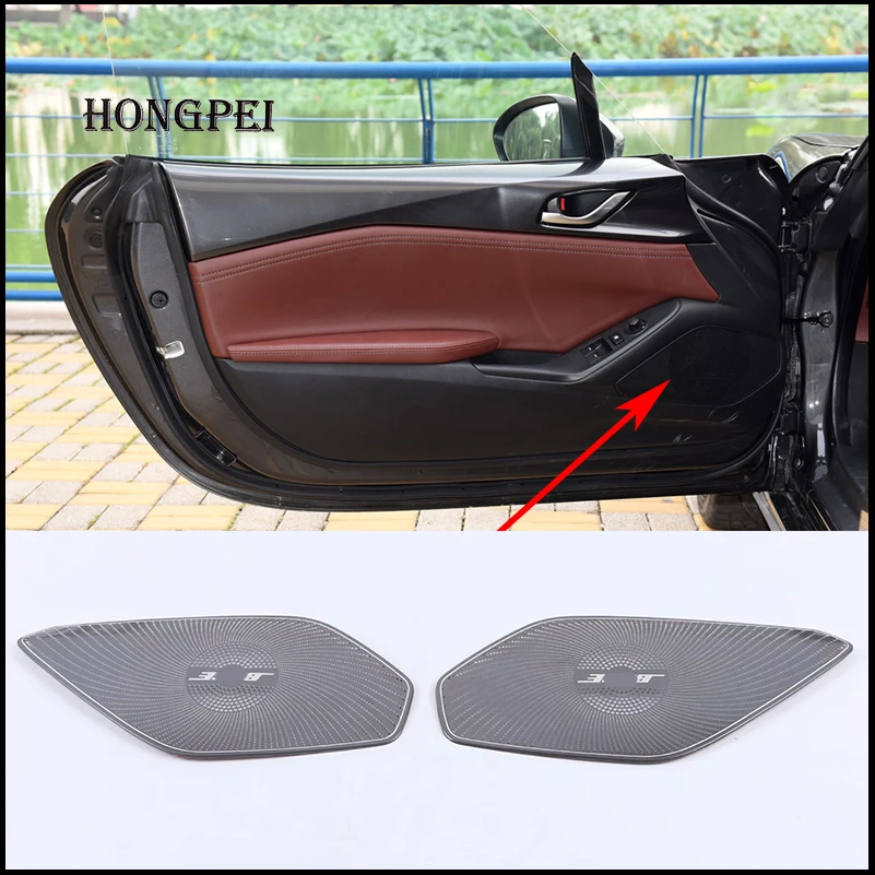 

For Mazda MX-5 MX5 2016-2019 Interior Door Speaker Tweeter Audio Sound Circle Cover Sticker Trim Car Accessories