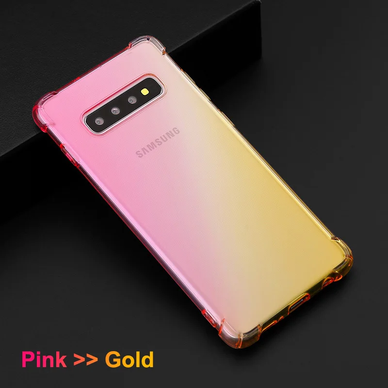 Pink Gold Мягкий цвет градиента прозрачный ТПУ чехол для мобильного телефона samsung Galaxy S10 Plus Note10 pro samsung A50 A70 Note 8 9 Fundas Coque - Цвет: Pink Gold
