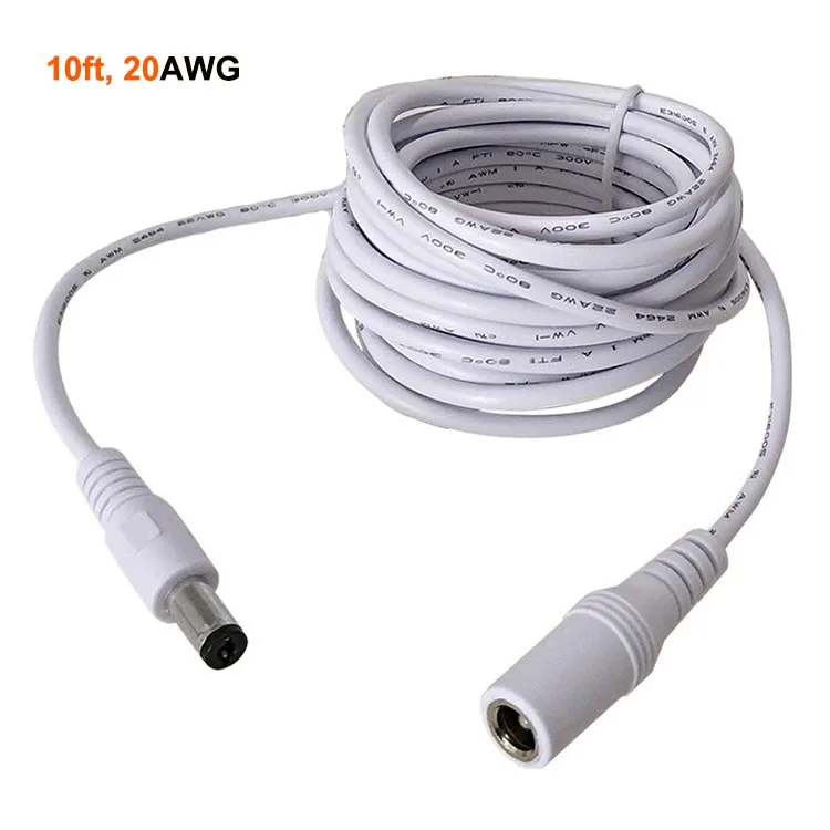 Удлинительный кабель 12 В постоянного тока 20AWG 10 футов цилиндрический штекер 2 1x5 5