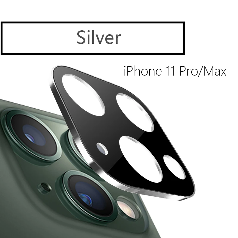 Чехол для объектива iPhone 11, Взрывозащищенная металлическая стеклянная Защитная пленка для iPhone 11 Pro, кольцо для объектива iPhone 11 Pro Max, крышка для объектива - Цвет: 11 Pro Max Silver