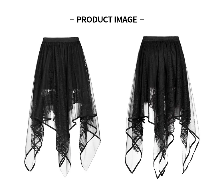 Панк рейв девушки сетчатый в готическом стиле Асимметричная юбка женский черный кружево выдалбливают летние модные юбки Harajuku повседневные женские юбки