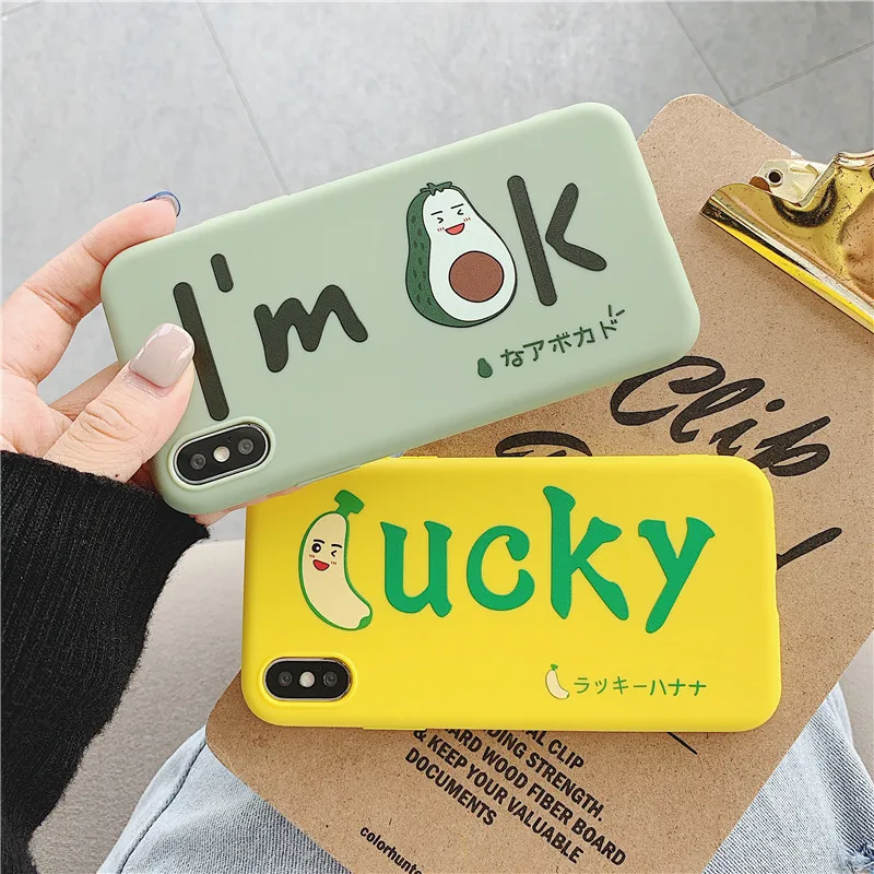 

Matte Phone Cases For iPhone 6 6S 8 8Plus X XR 7 7Plus XS Max Cute Avocado Funny Dinosaur Soft Silicone Candy Case Capa Coqua