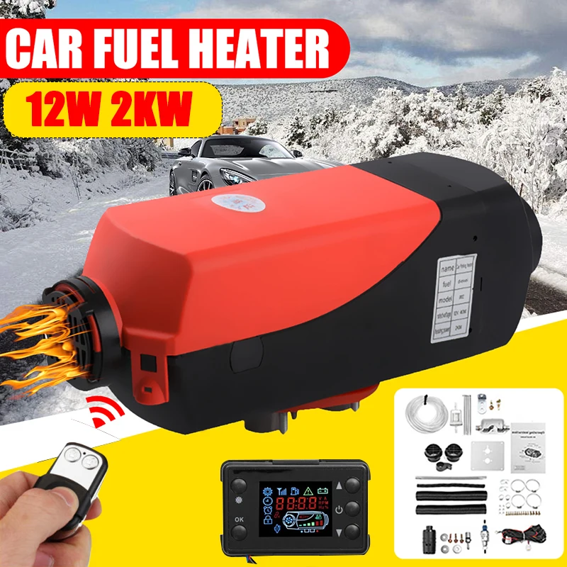 

12V 2KW Car Diesels Air Parking Heater Car Heater LCD Remote Control Monitor Switch + Silencer for Trucks Bus Trailer Heater