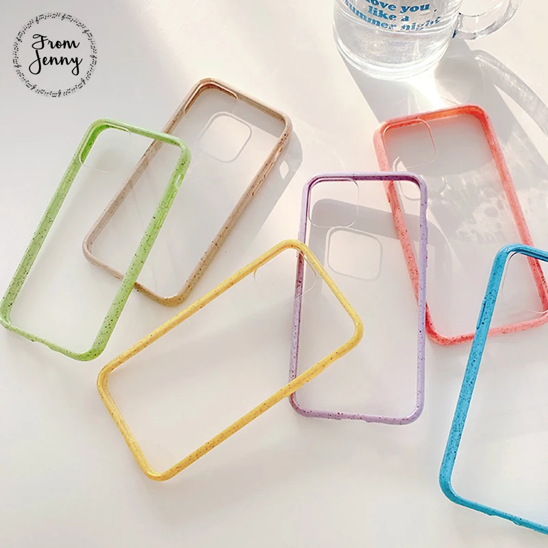 From Jenny Цвет границы для iPhone 11 Pro x xr xs макс 7 8 Plus Прозрачный чехол для телефона с надписью матовая защита футляр