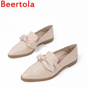 

Bow-Knot Fashion Women's Flats Shoes Slip-On Pointed Toe Dress Shoes Women Casual Style Chaussures Femme Black Apricot Colors