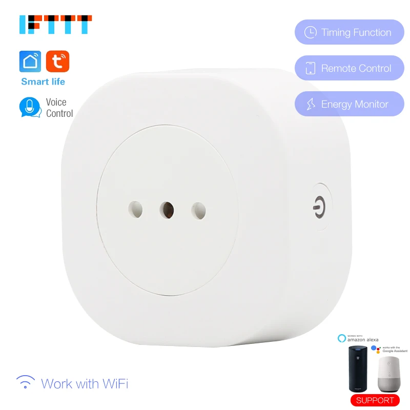 16A Смарт Wi-Fi розетка монитор питания ЕС FR США AU Швейцарский IT Израиль Бразилия индийский штекер розетка работает с Google Home Alexa IFTTT