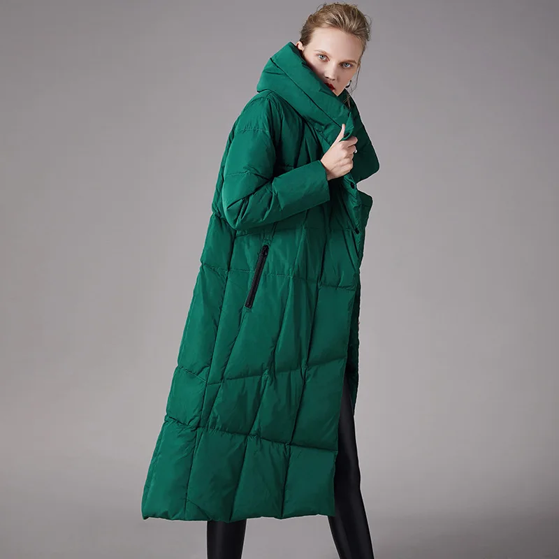 Женское пальто, зимнее однотонное однобортное белое пуховое зимнее пальто, женский пуховик, длинное пальто