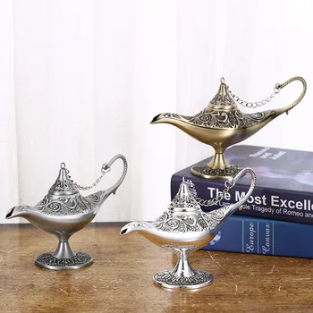 

Home Incense Burners, Metal retro Aladdin lamp crafts, The sitting room is decorated with a wishing lamp
