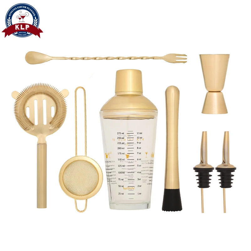 

8 Pieces Cocktail Shaker Set Glass Bartender Boston Cocktail Shaker Home Bar Set