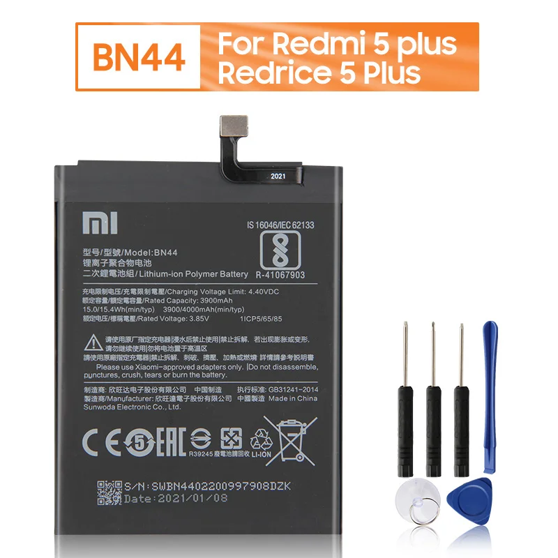 Аккумулятор Xiao Mi BN44 для Xiaomi Redmi 5 plus 99 Redrice Plus Сменный аккумулятор телефона 4000 мАч +